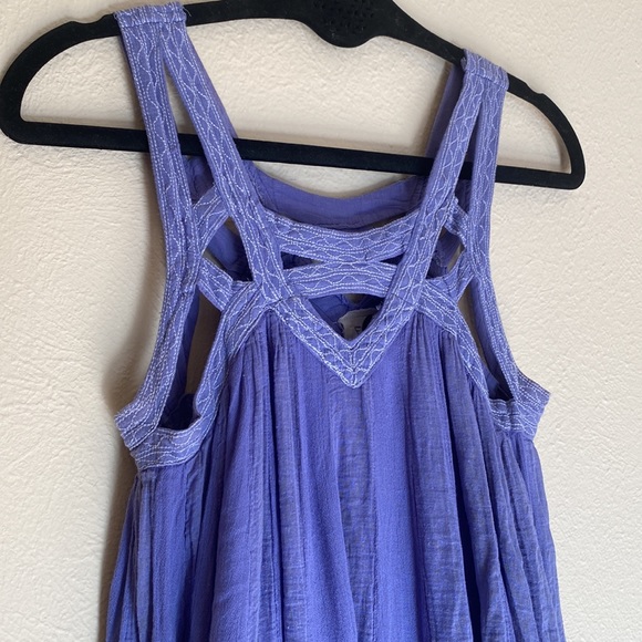 Free people purple cutout mini dress small sundress lined 100% cotton - Picture 2 of 7